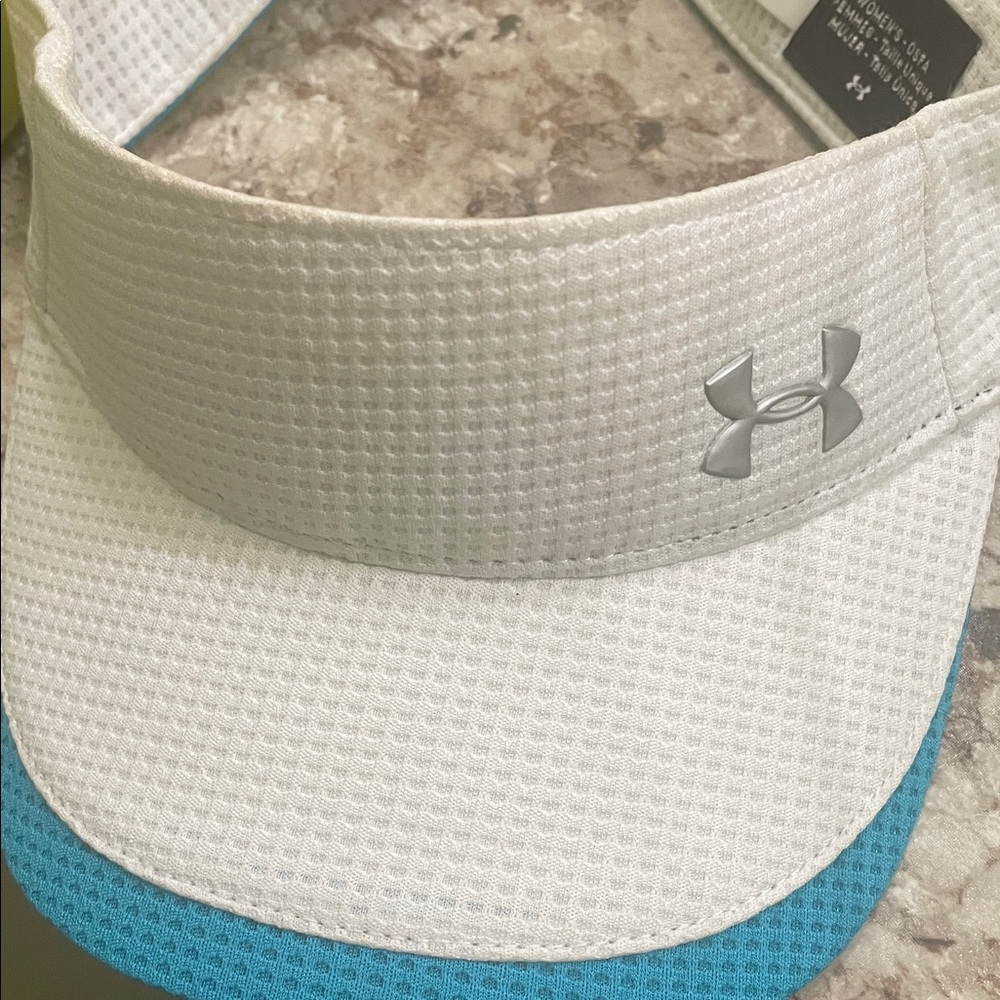 Under Armour White and Teal Sports Visor